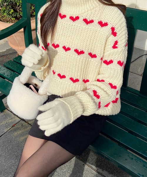 RiLi（リリ）の「ハートニットトップス【RL】（ニット/セーター・レディース・アイボリー・FREE）」の3枚目の写真