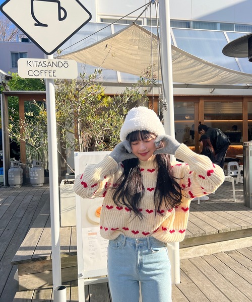 RiLi（リリ）の「ハートニットトップス【RL】（ニット/セーター・レディース・アイボリー・FREE）」の4枚目の写真