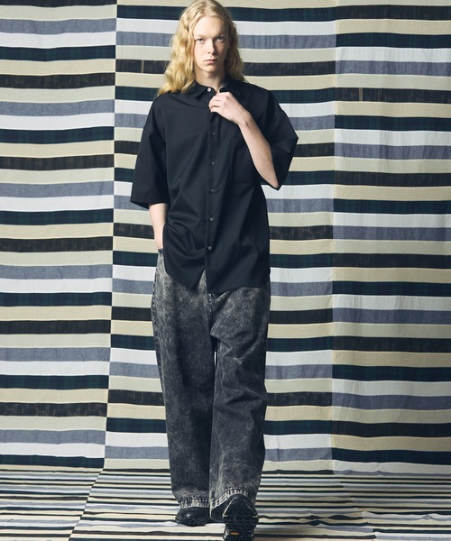 MAISON SPECIAL(メゾンスペシャル)の「《UNISEX》High Count Wool Prime-Over Short Sleeve Shirt/ハイカウントウールプライムオーバーショートスリーブシャツ【MAISON SPECIAL/メゾンスペシャル】(シャツ/ブラウス・メンズ・ブルー/ブラック/グリーン/カーキ/パープル/チャコールグレー/オフホワイト・0/X/2/1)」の12枚目の写真