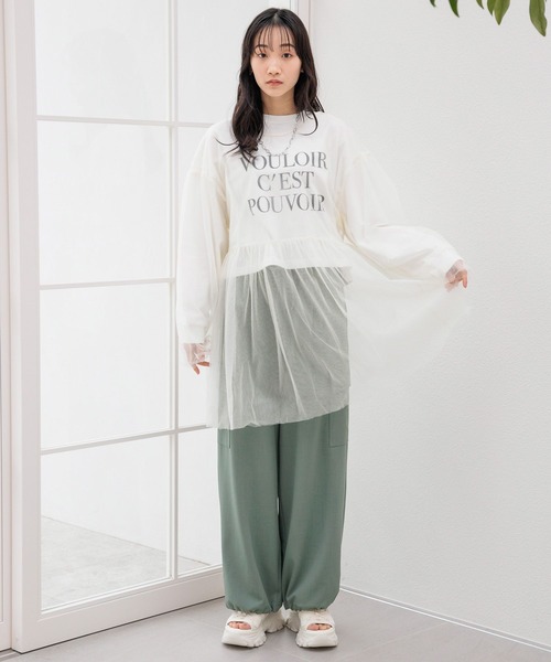 LOWRYS FARM（ローリーズファーム）の「２ＷＡＹチュールチュニック 111155（シャツ/ブラウス・レディース・ブラック/アイボリー・FREE）」の6枚目の写真