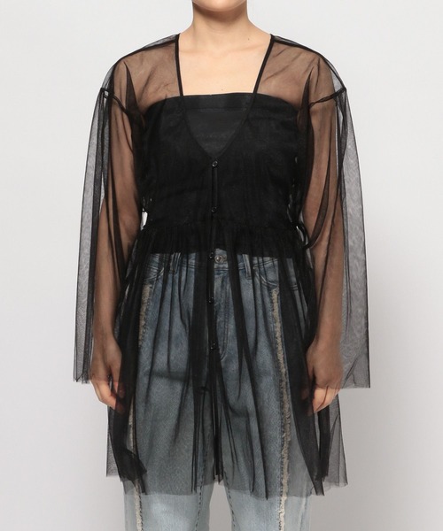 LOWRYS FARM（ローリーズファーム）の「２ＷＡＹチュールチュニック 111155（シャツ/ブラウス・レディース・ブラック/アイボリー・FREE）」の16枚目の写真