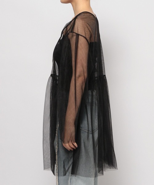 LOWRYS FARM（ローリーズファーム）の「２ＷＡＹチュールチュニック 111155（シャツ/ブラウス・レディース・ブラック/アイボリー・FREE）」の17枚目の写真