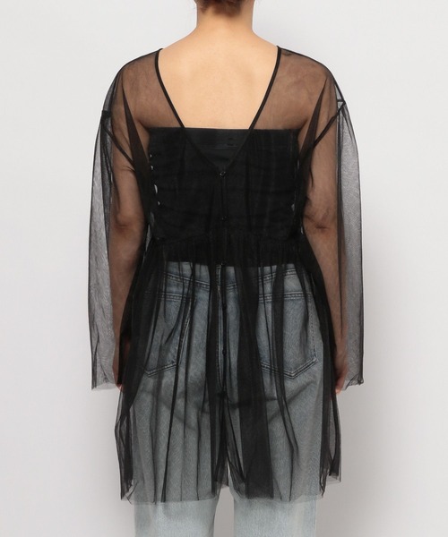 LOWRYS FARM（ローリーズファーム）の「２ＷＡＹチュールチュニック 111155（シャツ/ブラウス・レディース・ブラック/アイボリー・FREE）」の18枚目の写真