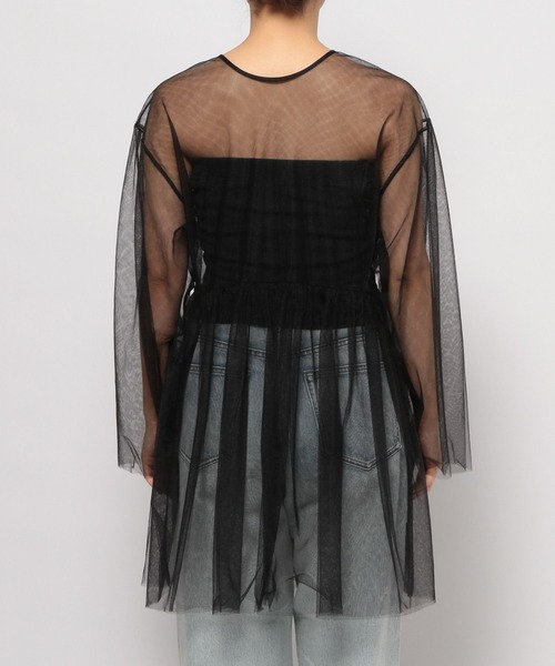 LOWRYS FARM（ローリーズファーム）の「２ＷＡＹチュールチュニック 111155（シャツ/ブラウス・レディース・ブラック/アイボリー・FREE）」の12枚目の写真