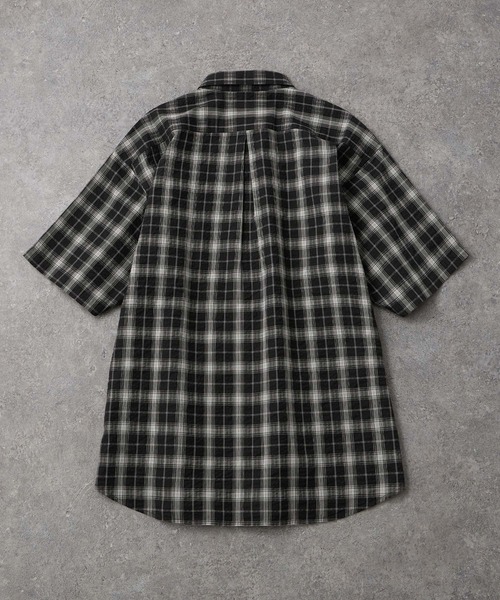 HaaT◆半袖ブラウス/2/コットン/BRW/チェック セール】オーバーサイズチェックアソート半袖シャツ（シャツ