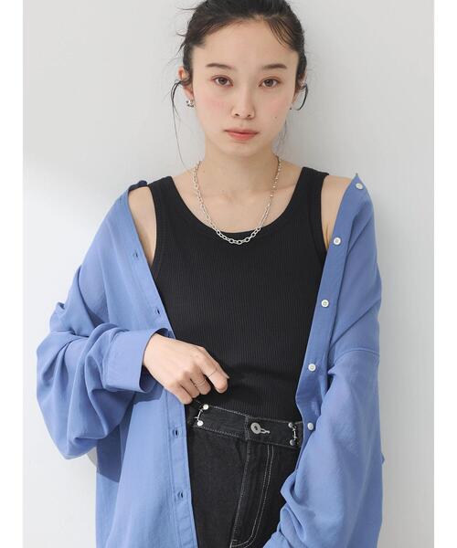 earth music&ecology（アースミュージックアンドエコロジー）の「ベーシックタンクトップ（インナーウェア/肌着・レディース・ピンク/その他9/オフホワイト/ブラック/ミント・M/S）」の14枚目の写真