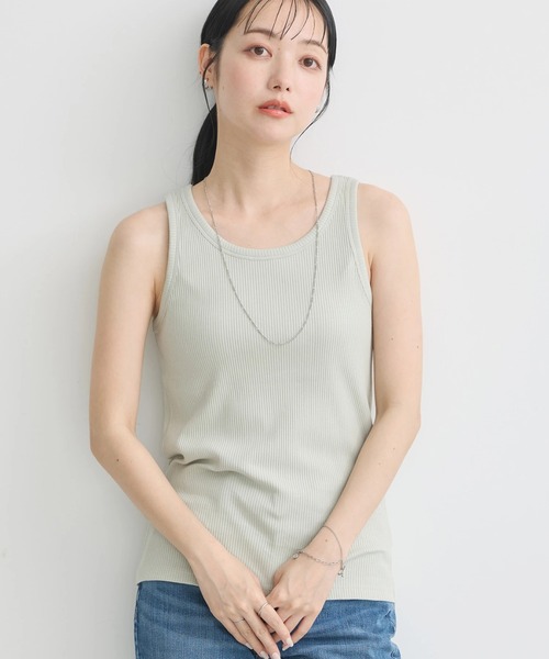 earth music&ecology（アースミュージックアンドエコロジー）の「ベーシックタンクトップ（インナーウェア/肌着・レディース・ピンク/その他9/オフホワイト/ブラック/ミント・M/S）」の3枚目の写真