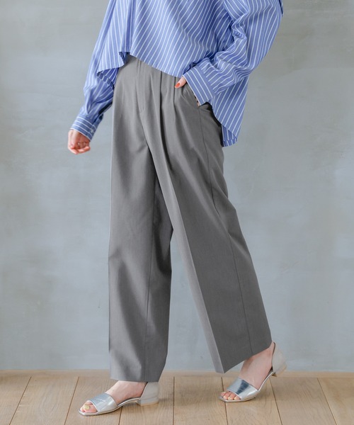 GLOBAL WORK(グローバルワーク)の「ウツクシルエットDRYワイドパンツ/986660(その他パンツ・レディース・杢グレー/グレイッシュベージュ/カーキ系8/ブルー系3/ブラック・XS/S/M/L)」の19枚目の写真