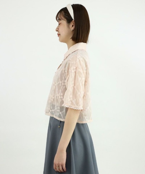 F i.n.t(フィント)の「総レースクロップドシアーシャツ/fint(シャツ/ブラウス・レディース・オフホワイト/ライトピンク・FREE)」の21枚目の写真