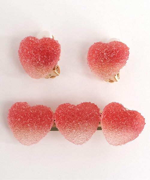 apres les cours（アプレレクール）の「ハートグミイヤリング・ヘアクリップセット（バレッタ/ヘアクリップ・キッズ・サックスブルー/ピンク・FREE）」の5枚目の写真