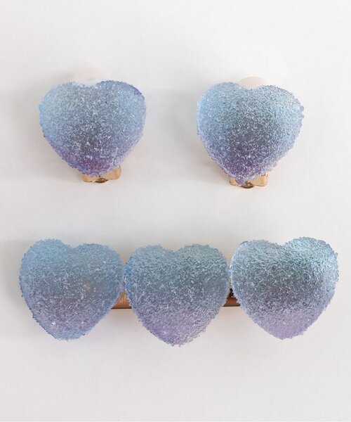 apres les cours（アプレレクール）の「ハートグミイヤリング・ヘアクリップセット（バレッタ/ヘアクリップ・キッズ・サックスブルー/ピンク・FREE）」の6枚目の写真