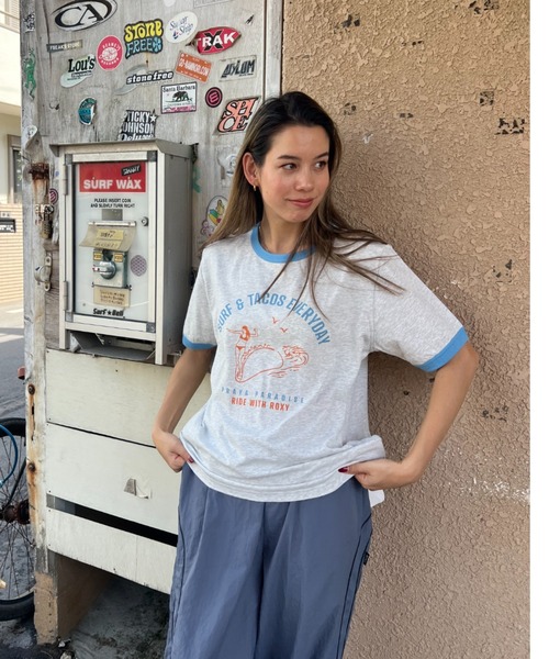 ROXY（ロキシー）の「【ZOZO限定アイテム】SURF&TACOS EVERYDAY/ロキシー半袖リンガーTシャツ（Tシャツ/カットソー・レディース・イエロー/グレー/ホワイト・FREE）」の3枚目の写真