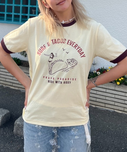 ROXY（ロキシー）の「【ZOZO限定アイテム】SURF&TACOS EVERYDAY/ロキシー半袖リンガーTシャツ（Tシャツ/カットソー・レディース・イエロー/グレー/ホワイト・FREE）」の15枚目の写真