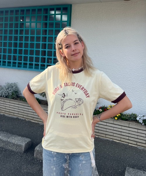 ROXY（ロキシー）の「【ZOZO限定アイテム】SURF&TACOS EVERYDAY/ロキシー半袖リンガーTシャツ（Tシャツ/カットソー・レディース・イエロー/グレー/ホワイト・FREE）」の16枚目の写真