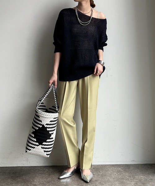 DouDou（ドゥドゥ）の「【新色追加】【WEB限定】テーパードパンツ（その他パンツ・レディース・ブラック/ベージュ/イエロー/チャコールグレー/ブルー/ピンク・38/36）」の7枚目の写真