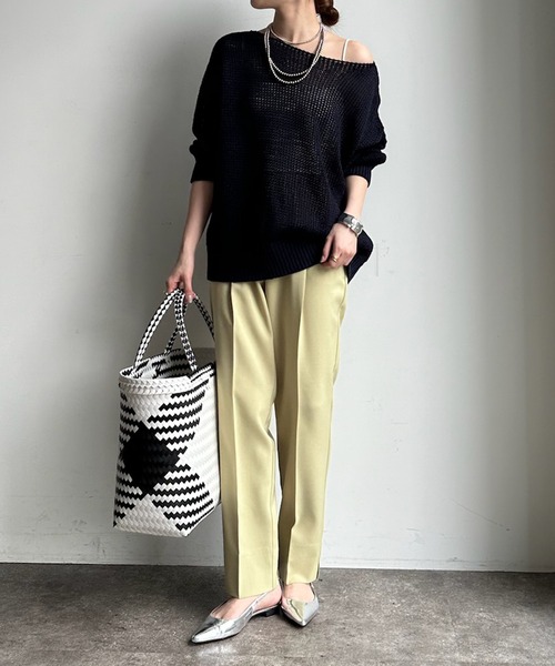 DouDou（ドゥドゥ）の「【新色追加】【WEB限定】テーパードパンツ（その他パンツ・レディース・ブラック/ベージュ/イエロー/チャコールグレー/ブルー/ピンク・38/36）」の8枚目の写真