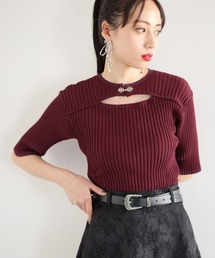 HARE | フロントアキメタルニット(HARE)(ニット/セーター)