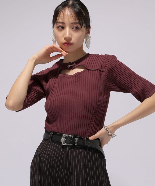 HARE(ハレ)の「フロントアキメタルニット(HARE)(ニット/セーター・レディース・ブラック/レッド・FREE)」の22枚目の写真