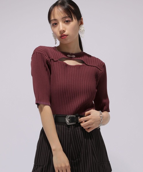 HARE(ハレ)の「フロントアキメタルニット(HARE)(ニット/セーター・レディース・ブラック/レッド・FREE)」の21枚目の写真