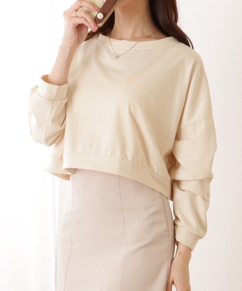 Lace Ladies(レースレディース)の「ソリッドカラー ドロップショルダー コンパクト 長袖 プルオーバー(Tシャツ/カットソー・レディース・ブルー/アイボリー/グリーン/オレンジ・M/XL)」の2枚目の写真