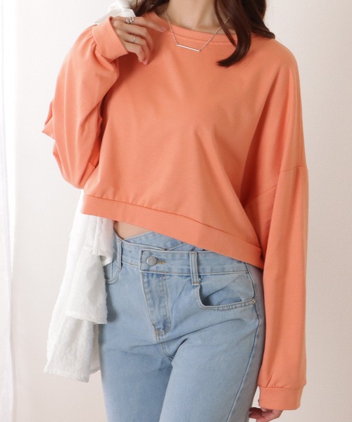 Lace Ladies(レースレディース)の「ソリッドカラー ドロップショルダー コンパクト 長袖 プルオーバー(Tシャツ/カットソー・レディース・ブルー/アイボリー/グリーン/オレンジ・M/XL)」の5枚目の写真