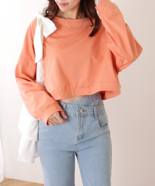 Lace Ladies(レースレディース)の「ソリッドカラー ドロップショルダー コンパクト 長袖 プルオーバー(Tシャツ/カットソー・レディース・ブルー/アイボリー/グリーン/オレンジ・M/XL)」の8枚目の写真