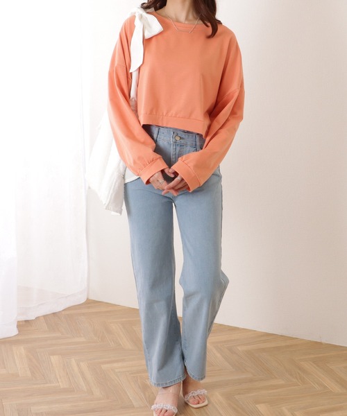 Lace Ladies(レースレディース)の「ソリッドカラー ドロップショルダー コンパクト 長袖 プルオーバー(Tシャツ/カットソー・レディース・ブルー/アイボリー/グリーン/オレンジ・M/XL)」の9枚目の写真