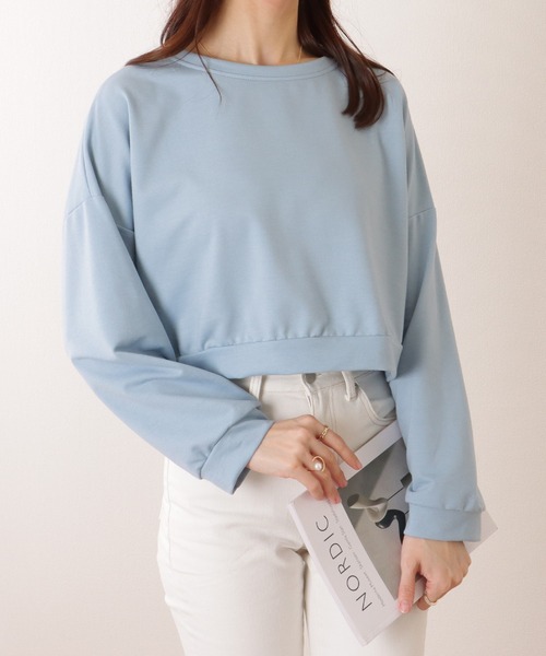 Lace Ladies(レースレディース)の「ソリッドカラー ドロップショルダー コンパクト 長袖 プルオーバー(Tシャツ/カットソー・レディース・ブルー/アイボリー/グリーン/オレンジ・M/XL)」の10枚目の写真