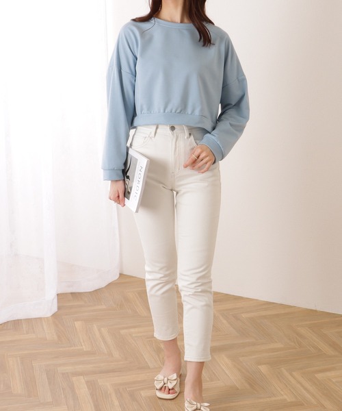 Lace Ladies(レースレディース)の「ソリッドカラー ドロップショルダー コンパクト 長袖 プルオーバー(Tシャツ/カットソー・レディース・ブルー/アイボリー/グリーン/オレンジ・M/XL)」の11枚目の写真