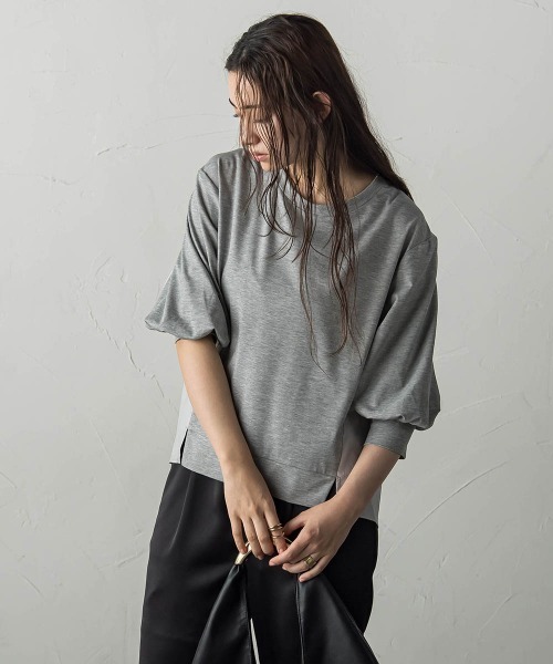 【セール】異素材コンビネーションプルオーバー（Tシャツ/カットソー）｜MAYSON GREY（メイソングレイ）