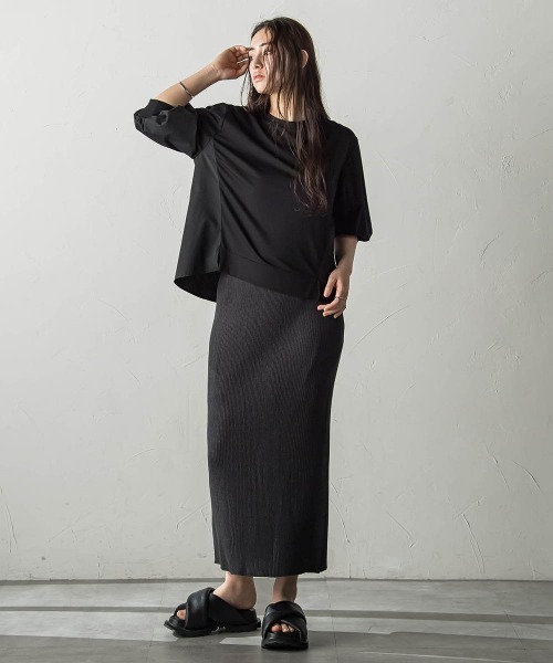 【セール】異素材コンビネーションプルオーバー（Tシャツ/カットソー）｜MAYSON GREY（メイソングレイ）