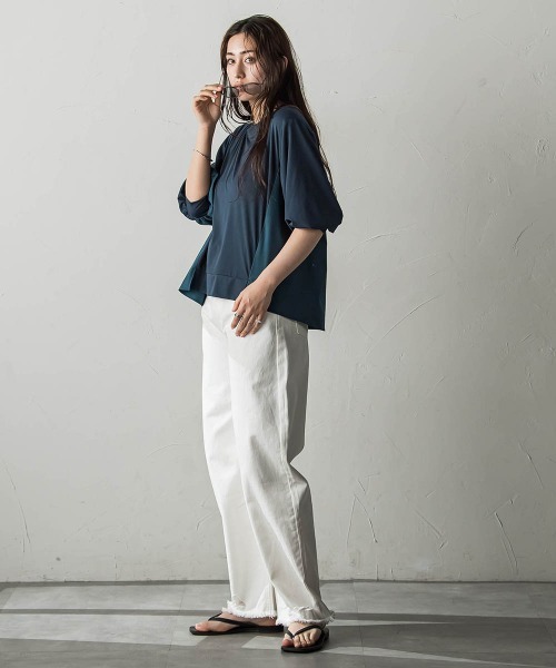 【セール】異素材コンビネーションプルオーバー（Tシャツ/カットソー）｜MAYSON GREY（メイソングレイ）