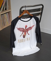 【THRIFTY LOOK　スリフティールック 】 THRIFTY "NIRVANA" TRIANGLE IN UTELO BASE BALL TEE　ニルヴァーナ/ユーズドライクTシャツ/ロック/バンドtシャツ/ヴィンテージ