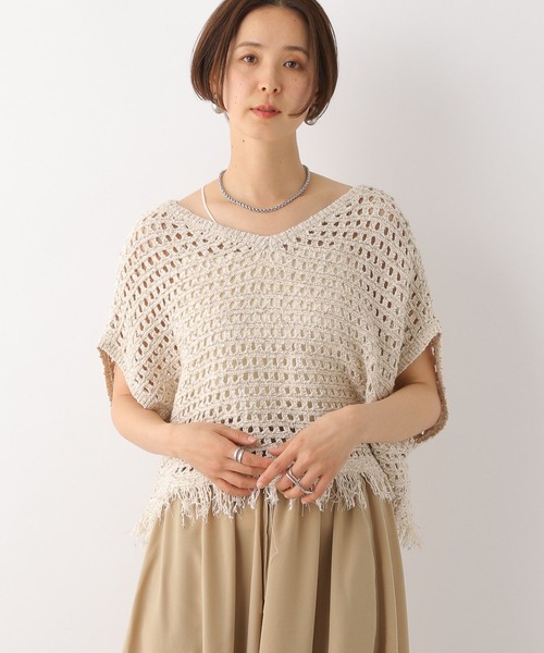 LEPSIM（レプシィム）の「3ゲージフリンジメッシュプルオーバー　112791（ニット/セーター・レディース・アイボリー/ブラック・FREE）」の2枚目の写真