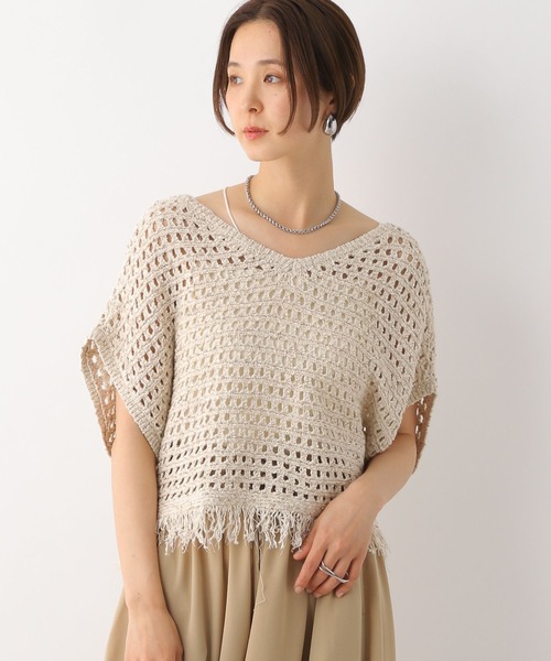 LEPSIM（レプシィム）の「3ゲージフリンジメッシュプルオーバー　112791（ニット/セーター・レディース・アイボリー/ブラック・FREE）」の4枚目の写真