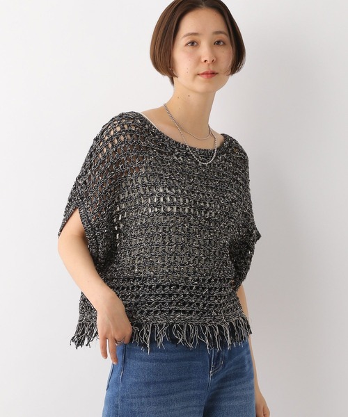 LEPSIM（レプシィム）の「3ゲージフリンジメッシュプルオーバー　112791（ニット/セーター・レディース・アイボリー/ブラック・FREE）」の9枚目の写真