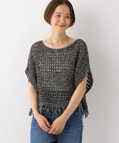 LEPSIM（レプシィム）の「3ゲージフリンジメッシュプルオーバー　112791（ニット/セーター・レディース・アイボリー/ブラック・FREE）」の10枚目の写真