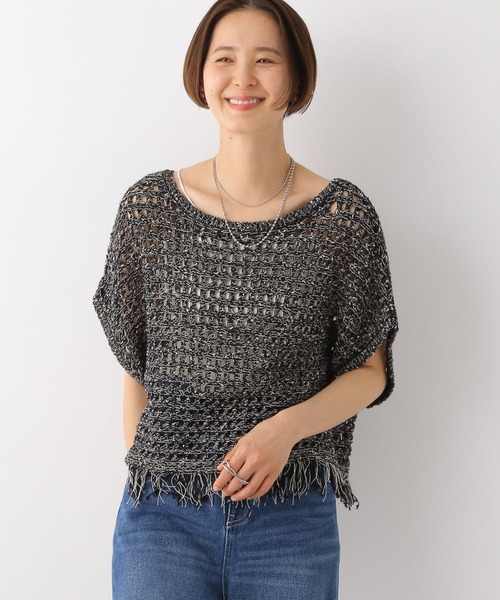 LEPSIM（レプシィム）の「3ゲージフリンジメッシュプルオーバー　112791（ニット/セーター・レディース・アイボリー/ブラック・FREE）」の11枚目の写真