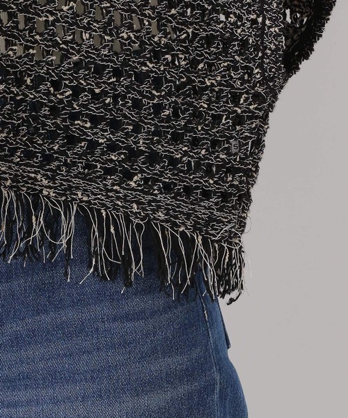 LEPSIM（レプシィム）の「3ゲージフリンジメッシュプルオーバー　112791（ニット/セーター・レディース・アイボリー/ブラック・FREE）」の20枚目の写真