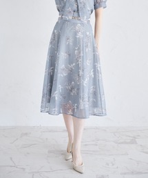 tocco closet | ベルト付きフラワープリントメッシュフレアスカート(スカート)