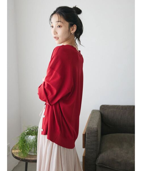 CRAFT STANDARD BOUTIQUE（クラフトスタンダードブティック）の「UVカット/接触冷感/洗える/Vネックニットカーディガン（カーディガン/ボレロ・レディース・ブラック/アイボリー/グレイッシュベージュ/レッド・FREE）」の16枚目の写真