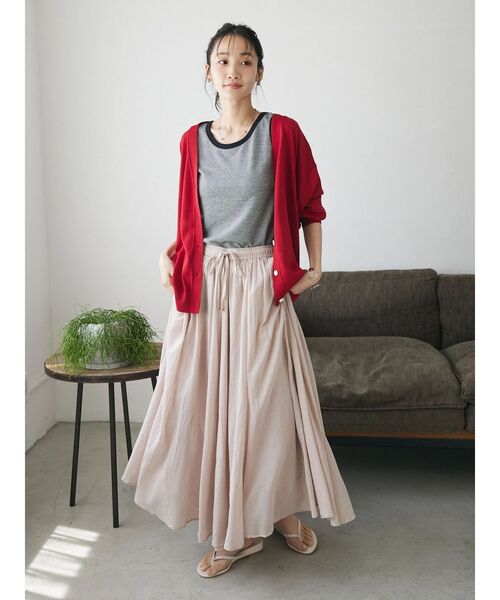 CRAFT STANDARD BOUTIQUE（クラフトスタンダードブティック）の「UVカット/接触冷感/洗える/Vネックニットカーディガン（カーディガン/ボレロ・レディース・ブラック/アイボリー/グレイッシュベージュ/レッド・FREE）」の18枚目の写真