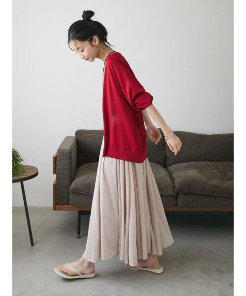 CRAFT STANDARD BOUTIQUE（クラフトスタンダードブティック）の「UVカット/接触冷感/洗える/Vネックニットカーディガン（カーディガン/ボレロ・レディース・ブラック/アイボリー/グレイッシュベージュ/レッド・FREE）」の19枚目の写真