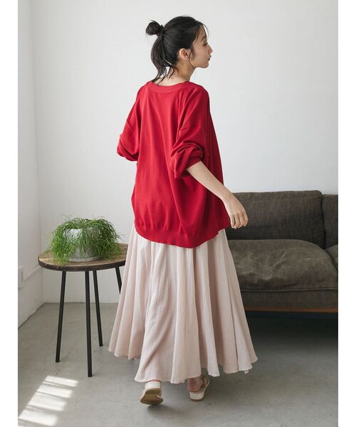 CRAFT STANDARD BOUTIQUE（クラフトスタンダードブティック）の「UVカット/接触冷感/洗える/Vネックニットカーディガン（カーディガン/ボレロ・レディース・ブラック/アイボリー/グレイッシュベージュ/レッド・FREE）」の20枚目の写真