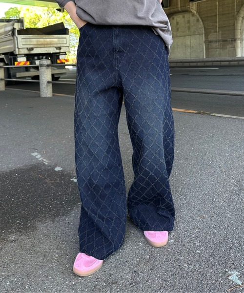 Y's フリンジ　デニムパンツ　ブラック improves 裾フリンジ アンクル デニムパンツ メンズ ワイド