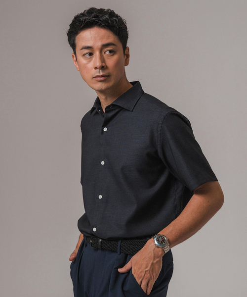 EDIFICE(エディフィス)の「RIRANCHA 半袖 イングリッシュスプレッドカラーシャツ(シャツ/ブラウス・メンズ・ホワイト/ネイビー/ブルー/ベージュ系その他・SMALL/MEDIUM/LARGE)」の4枚目の写真