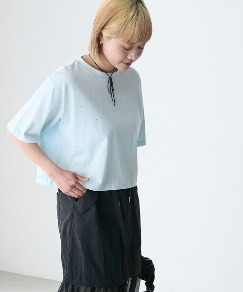 forksy.(フォルクシー)の「【forksy.】ビジュークロップドTシャツ(Tシャツ/カットソー・レディース・ブラック/ホワイト/ライトブルー・FREE)」の17枚目の写真