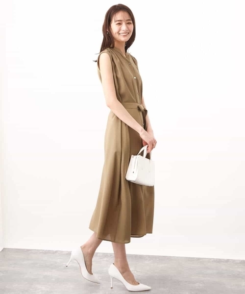 MK MICHEL KLEIN（エムケーミッシェルクラン）の「スキッパーカラー2wayワンピース/洗える（シャツワンピース・レディース・ベージュ/ライトブラウン・38）」の18枚目の写真