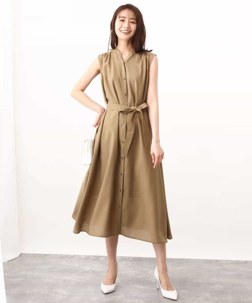 MK MICHEL KLEIN（エムケーミッシェルクラン）の「スキッパーカラー2wayワンピース/洗える（シャツワンピース・レディース・ベージュ/ライトブラウン・38）」の17枚目の写真