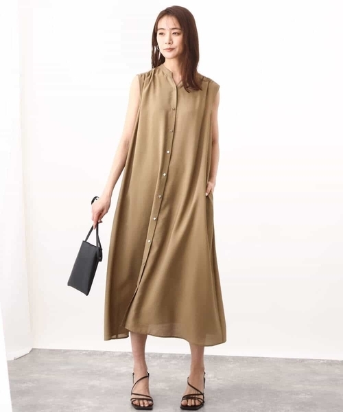 MK MICHEL KLEIN（エムケーミッシェルクラン）の「スキッパーカラー2wayワンピース/洗える（シャツワンピース・レディース・ベージュ/ライトブラウン・38）」の16枚目の写真